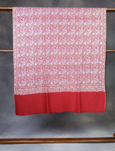 Red Color Jamawar Embroidery Pashmina Shawl