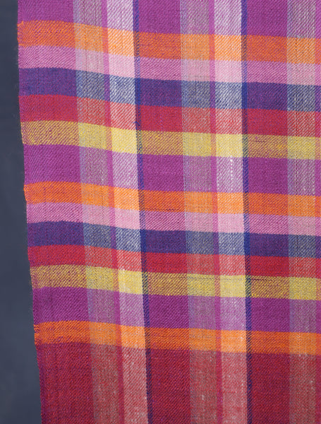 Red Border Checked handwoven Cashmere Pashmina Shawl