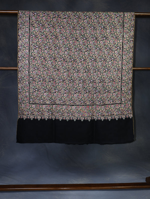 Black Jamawar Embroidery Pashmina Shawl