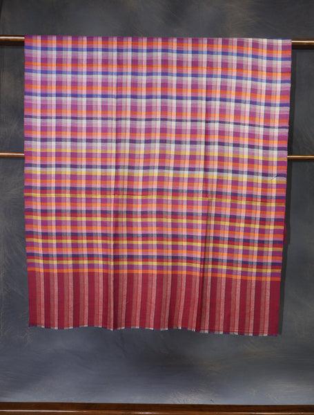 Red Border Checked handwoven Cashmere Pashmina Shawl