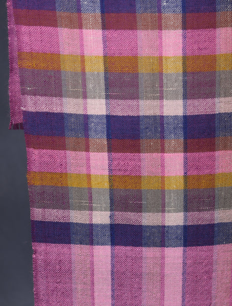 Light Pink Checked handwoven Cashmere Pashmina Shawl