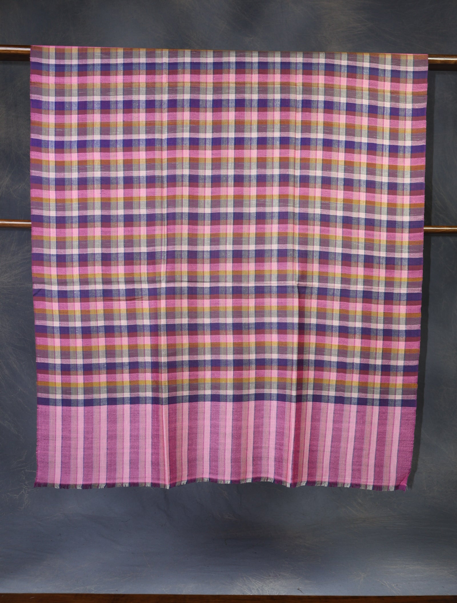 Light Pink Checked handwoven Cashmere Pashmina Shawl