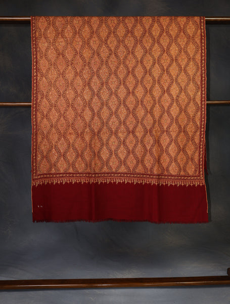 Maroon Color Jamawar Embroidery Pashmina Shawl