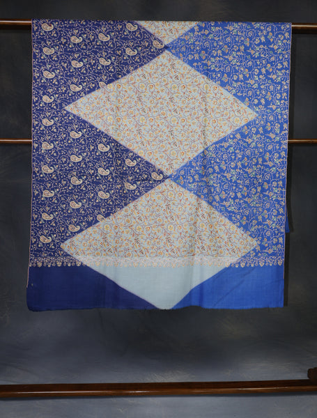 Triple Dye Base Jamawar Embroidery Pashmina Shawl