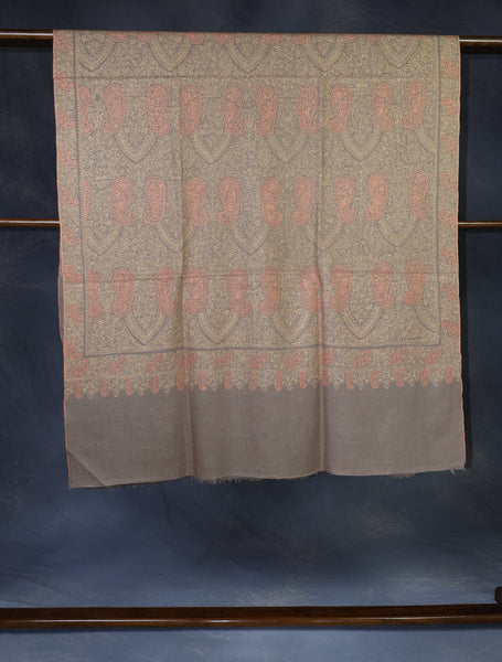 Beige Base Jamawar Embroidery Pashmina Shawl