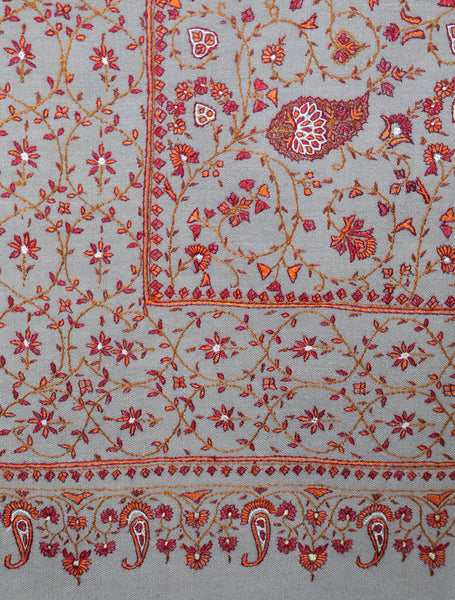 Natural Color Jamawar Embroidery Pashmina Shawl