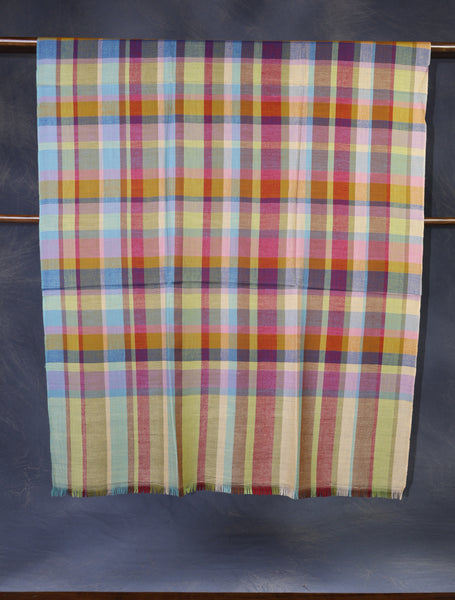 Multi Color Checked handwoven Cashmere Pashmina Shawl