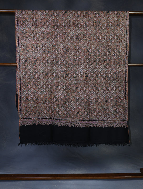 Black Base Jamawar Embroidery Pashmina Shawl