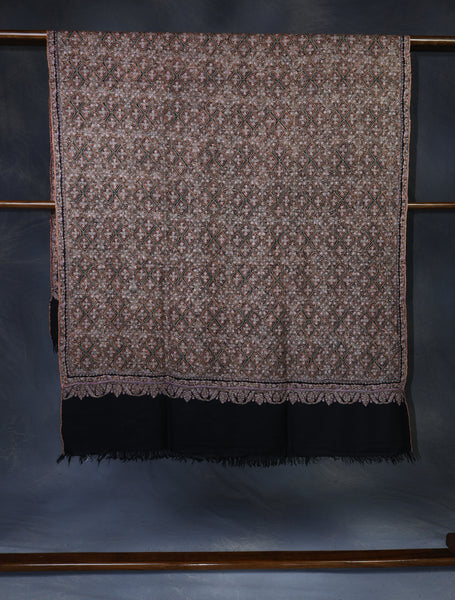 Black Base Jamawar Embroidery Pashmina Shawl
