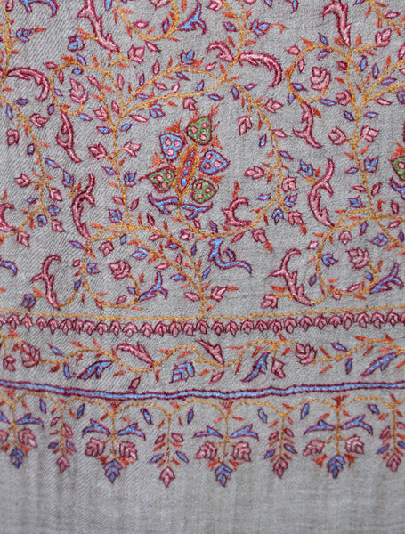 Natural Color Jamawar Embroidery Pashmina Shawl