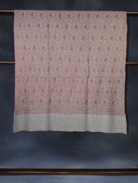 Natural Color Jamawar Embroidery Pashmina Shawl