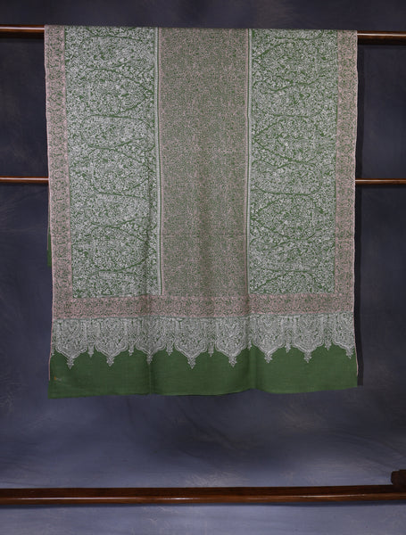 Light Green Base Jamawar Embroidery Pashmina Shawl