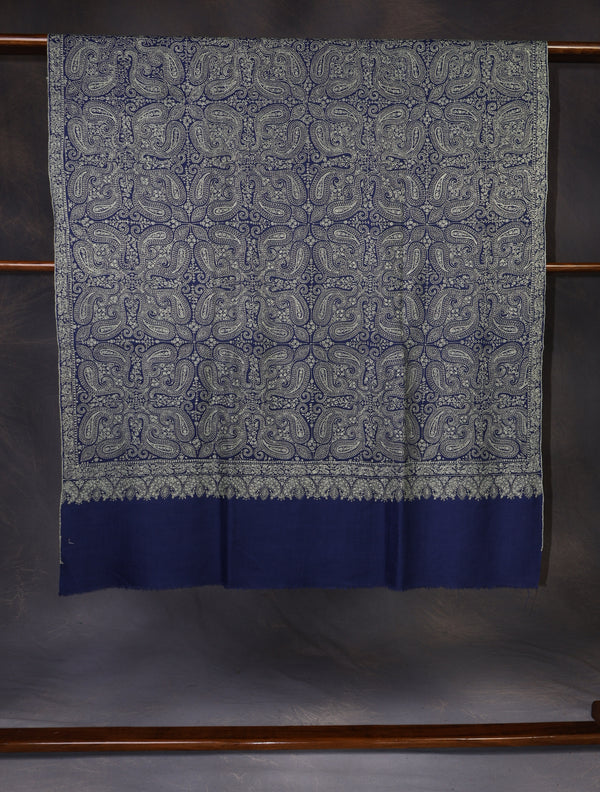 Blue Jamawar Embroidery Pashmina Shawl