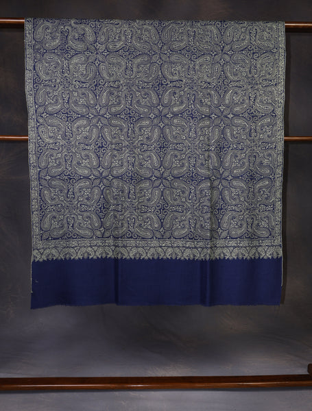 Blue Jamawar Embroidery Pashmina Shawl