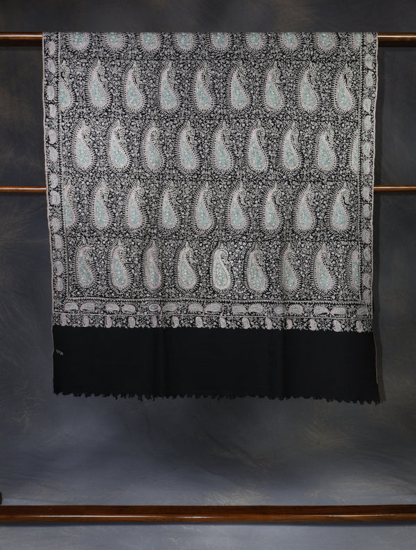 Black Jamawar Embroidery Pashmina Shawl