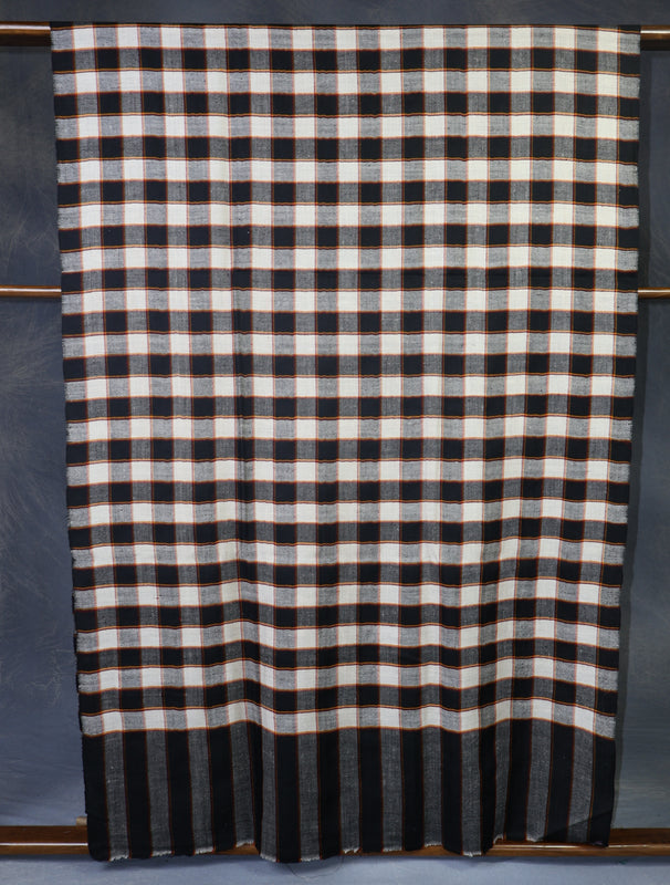 Black Checked handwoven Cashmere Pashmina Shawl