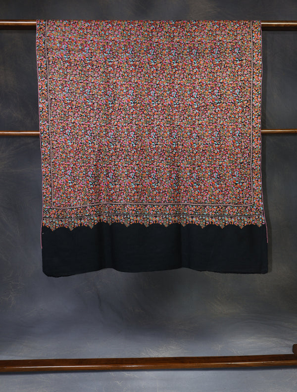 Black Jamawar Embroidery Pashmina Shawl