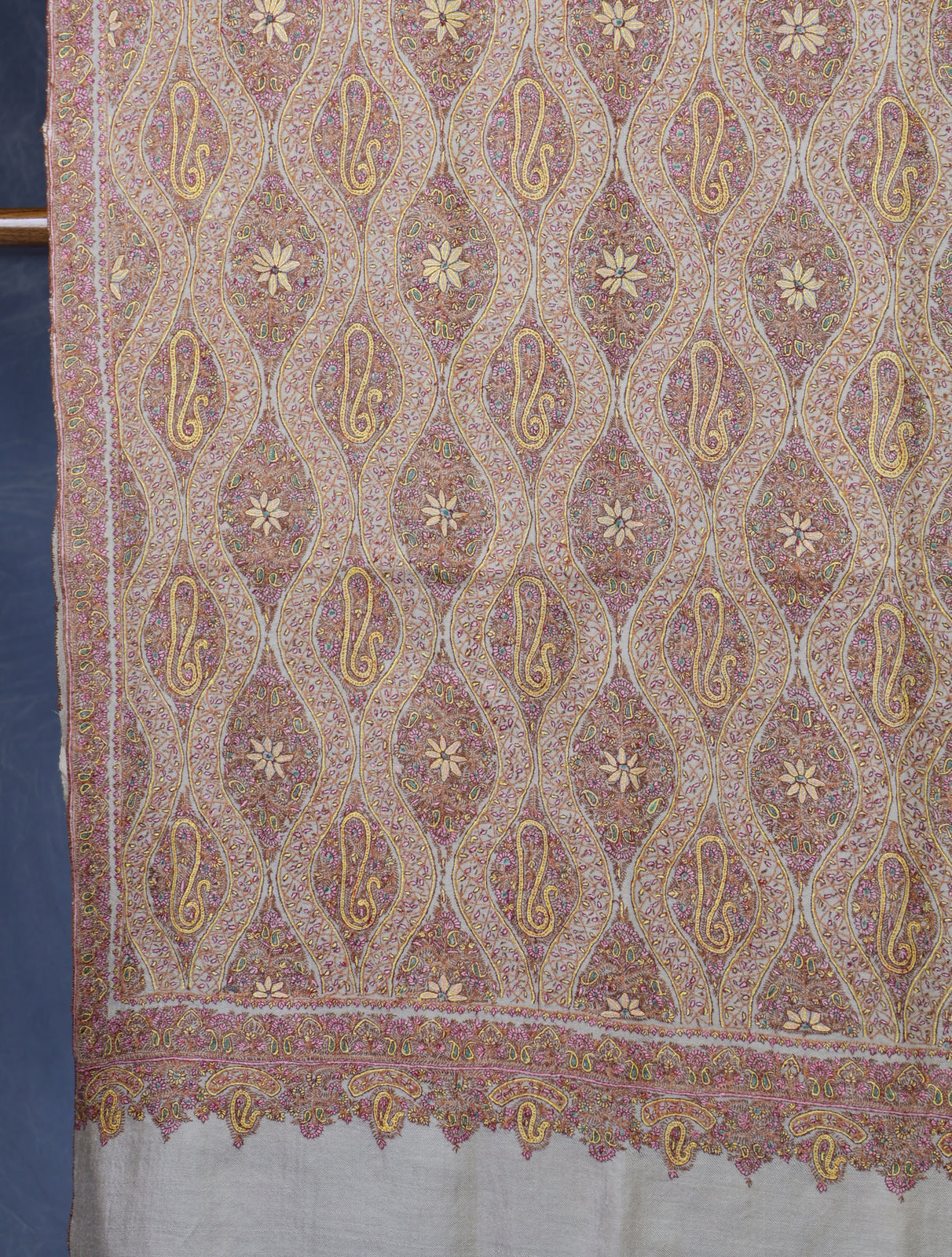 Natural Color Jamawar Embroidery Pashmina Shawl