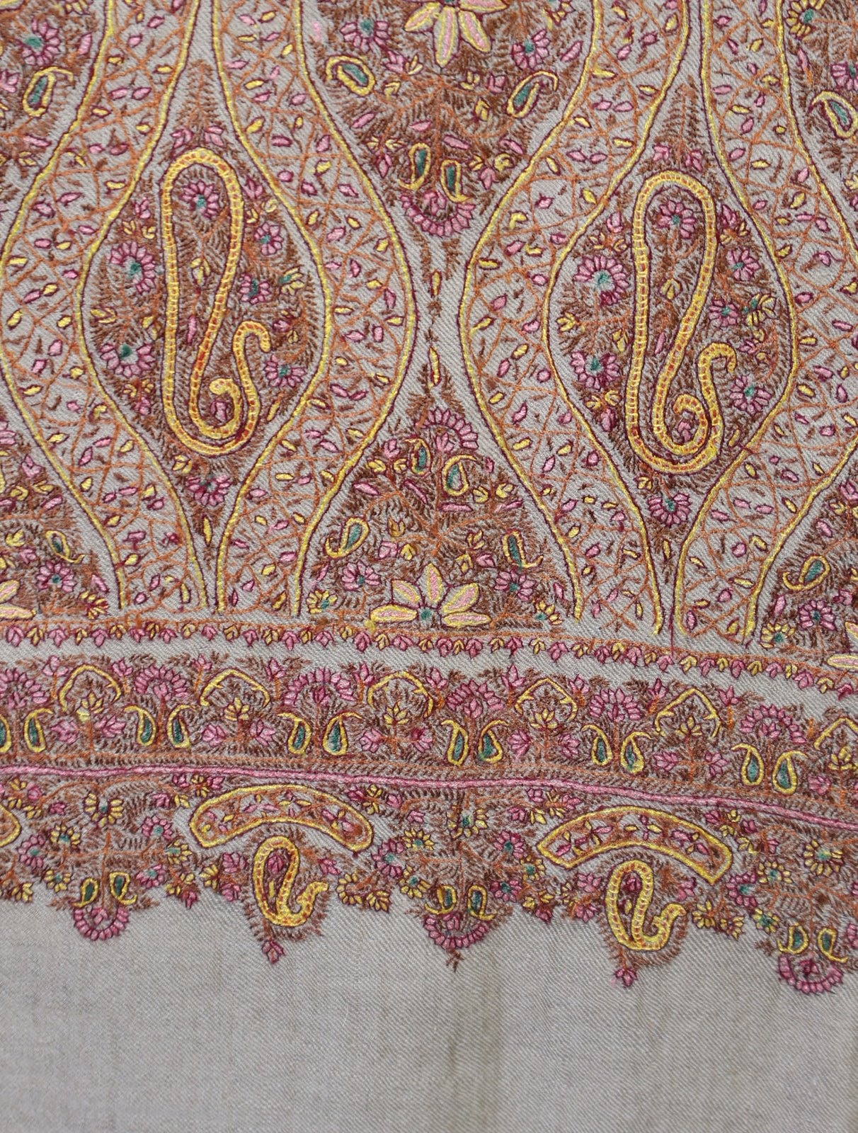 Natural Color Jamawar Embroidery Pashmina Shawl
