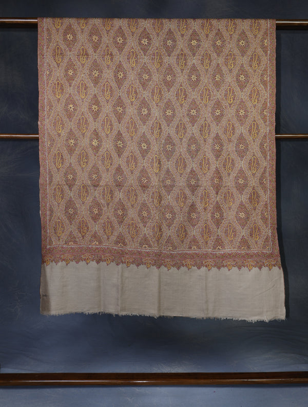 Natural Color Jamawar Embroidery Pashmina Shawl