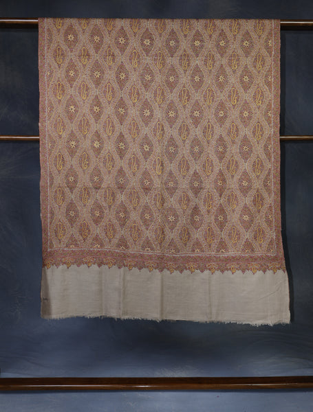 Natural Color Jamawar Embroidery Pashmina Shawl