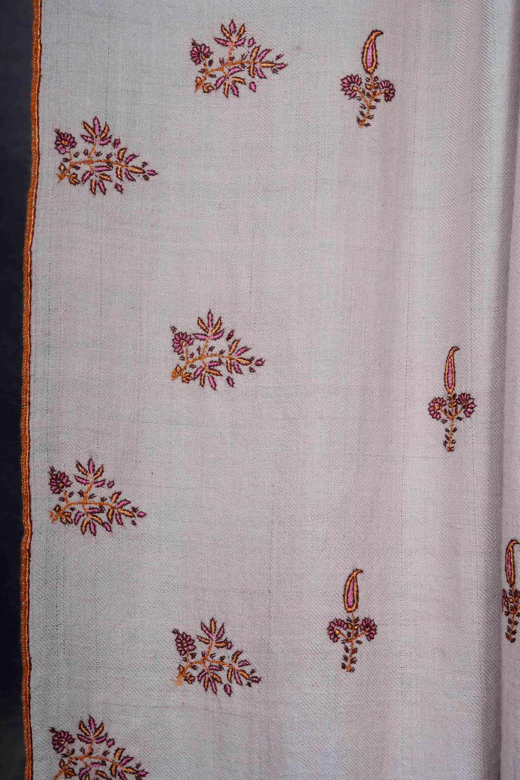 Ivory Boteh Motifs Embroidery Cashmere Pashmina Shawl