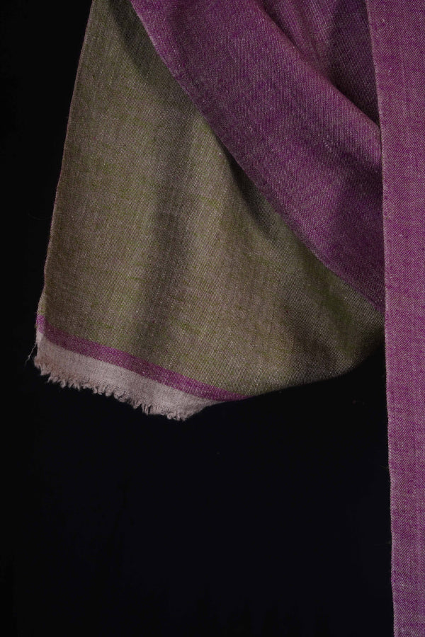 Reversible Olive Green and Mulberry Pink Handwoven Cashmere Pashmina Shawl — pashmina shawl reverse side