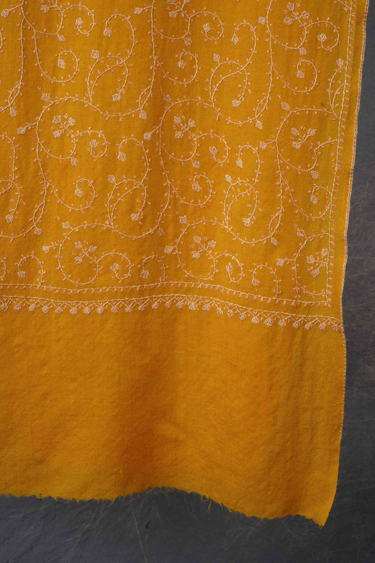 Mustard Jali Sozni Embroidery Stole