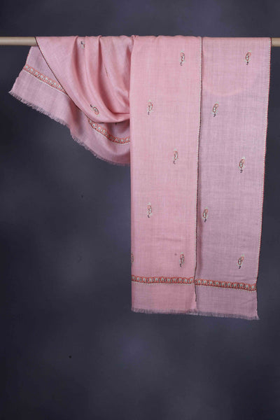 Light Pink Butti-Dar Embroidery Pashmina Cashmere Scarf