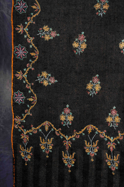 Black Boteh Motif Embroidery Cashmere Pashmina Shawl