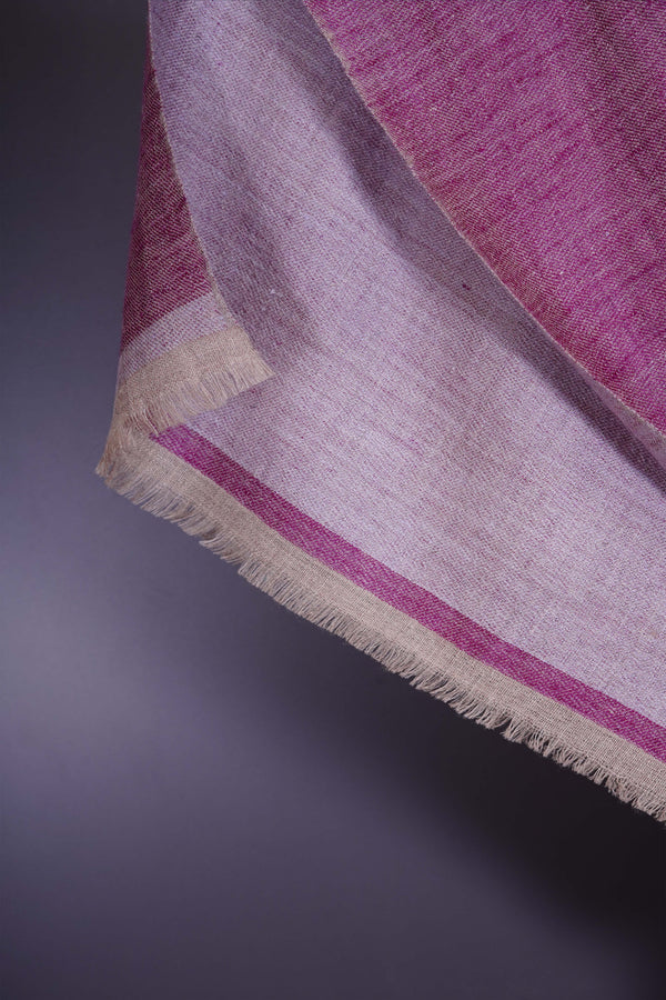 Reversible Mulberry Pink & Silver Cashmere Pashmina Shawl — pashmina shawl reverse side