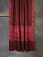 Maroon Big Border Embroidery Cashmere Pashmina Shawl