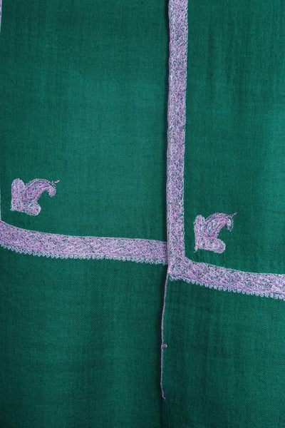 Green Border Embroidery Cashmere Pashmina Scarf