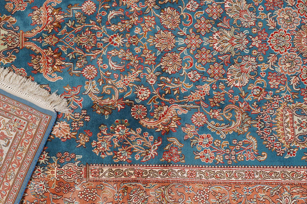 Rust And Blue kashmir carpet
