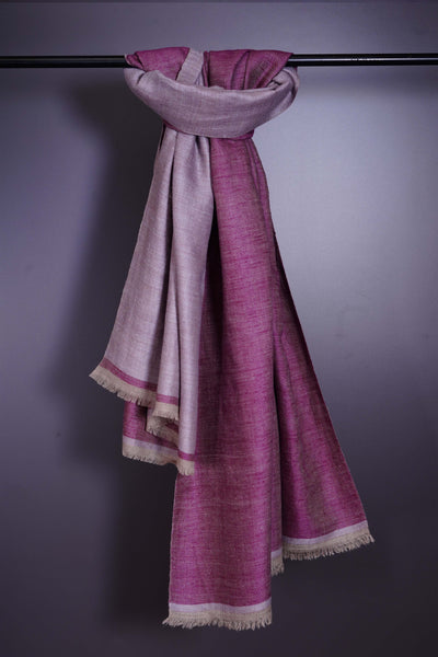 Reversible Mulberry Pink & Silver Cashmere Pashmina Shawl