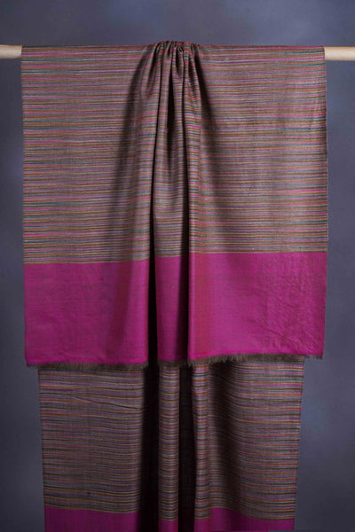 Pink Base Multi Color Handwoven Cashmere Pashmina Shawl