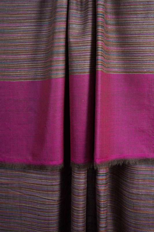 Pink Base Multi Color Handwoven Cashmere Pashmina Shawl