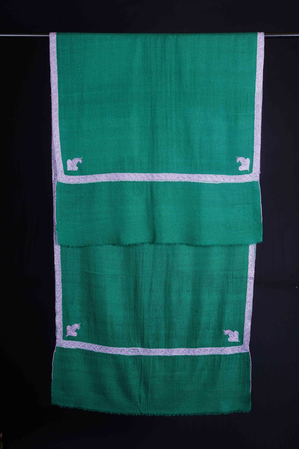 Green Border Embroidery Cashmere Pashmina Scarf