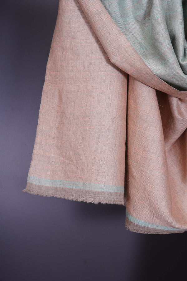Reversible Pistachio & Cantaloupe Cashmere Pashmina Shawl — pashmina shawl reverse side