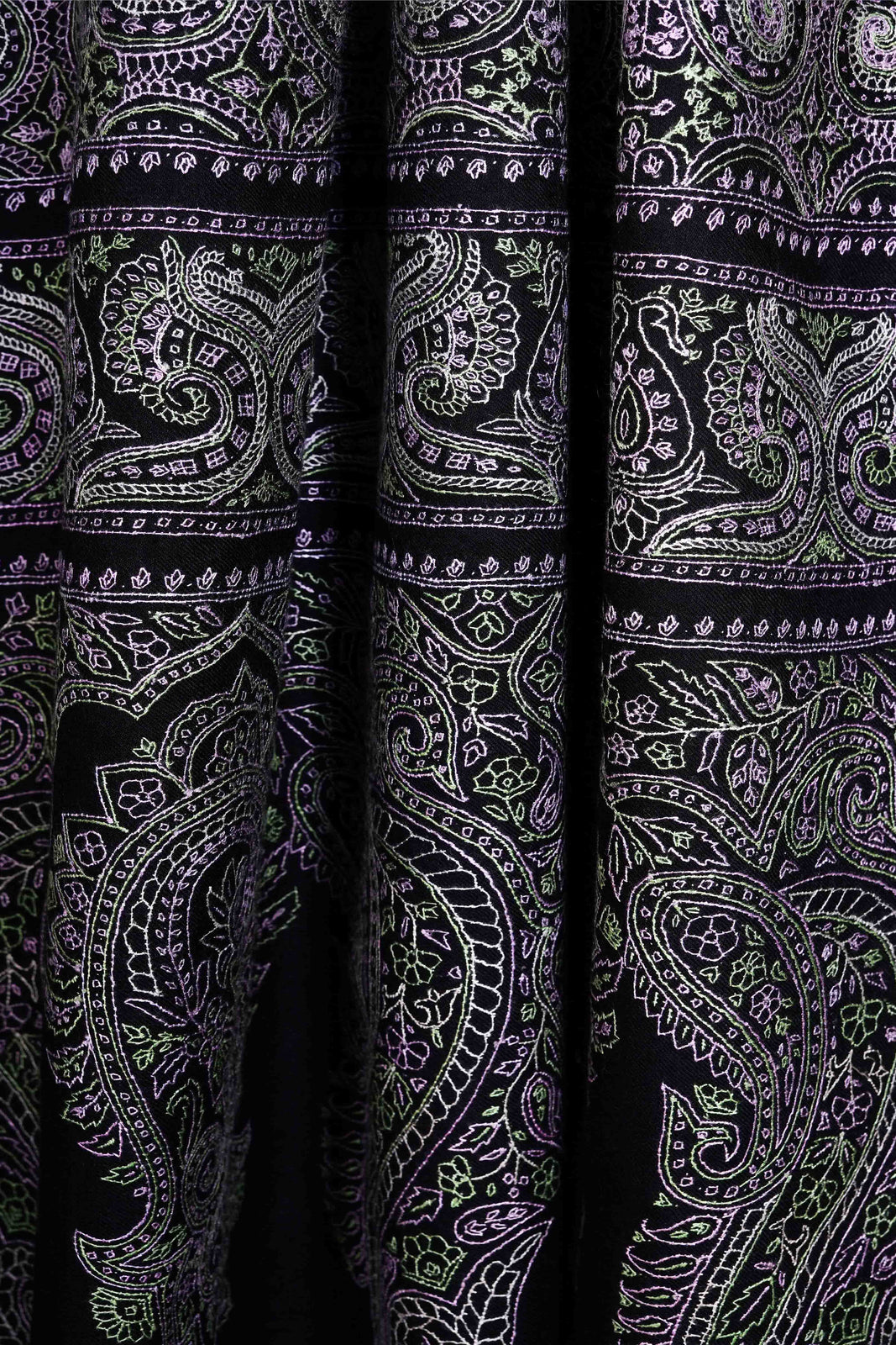 Black Base light Jamawar Embroidery Pashmina Shawl