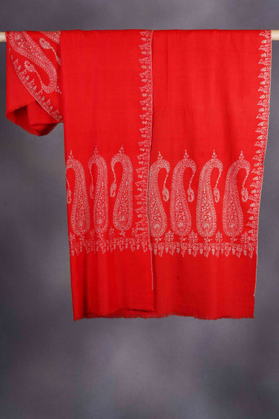 Red Big Border Embroidery Cashmere Pashmina Shawl