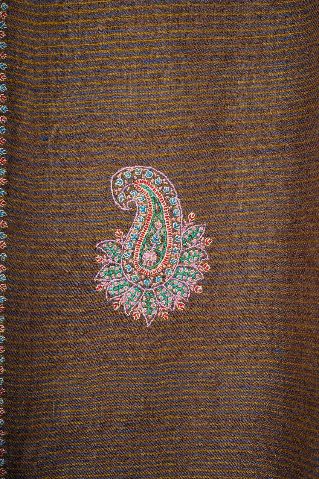 Brown With Boteh Motif Embroidery Cashmere Pashmina Shawl