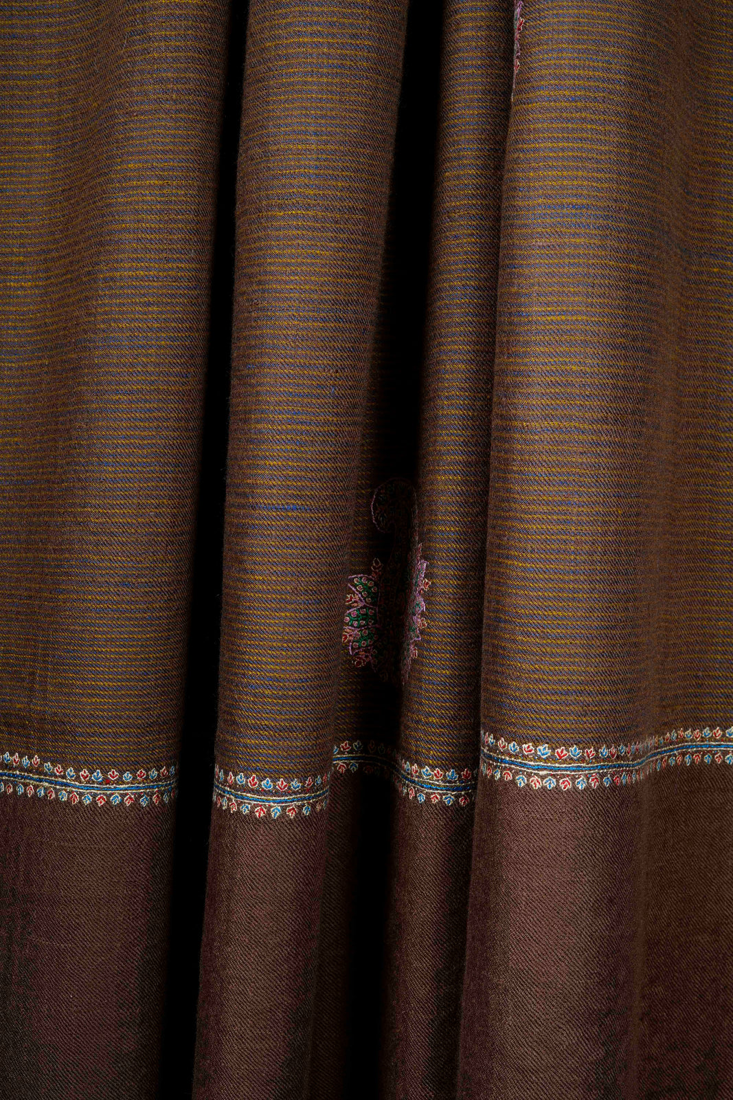 Brown With Boteh Motif Embroidery Cashmere Pashmina Shawl