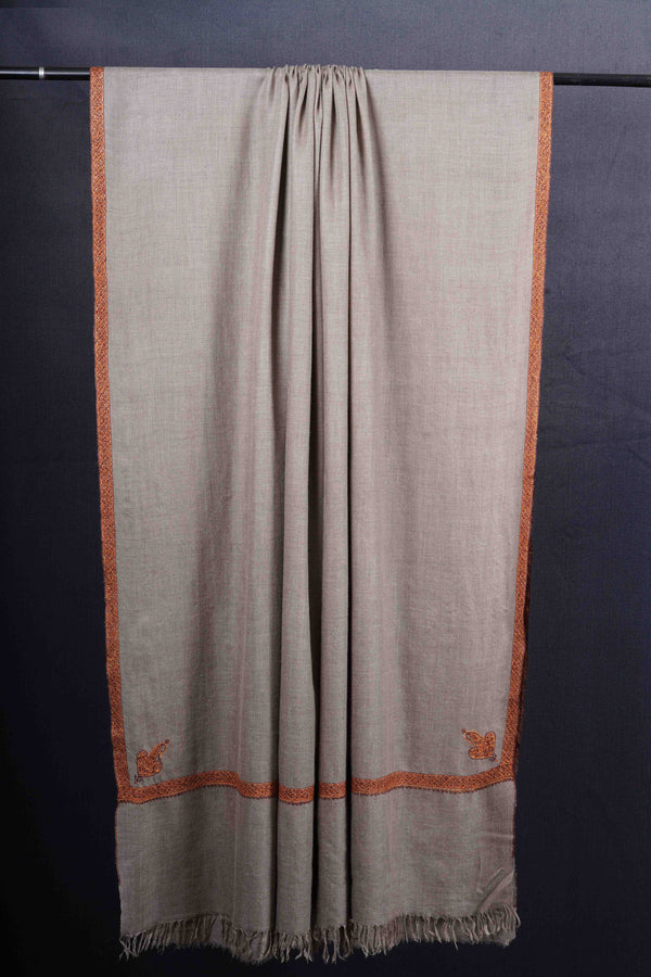 3 yard Natural Base Embroidery Cashmere Pashmina Shawl – detail view