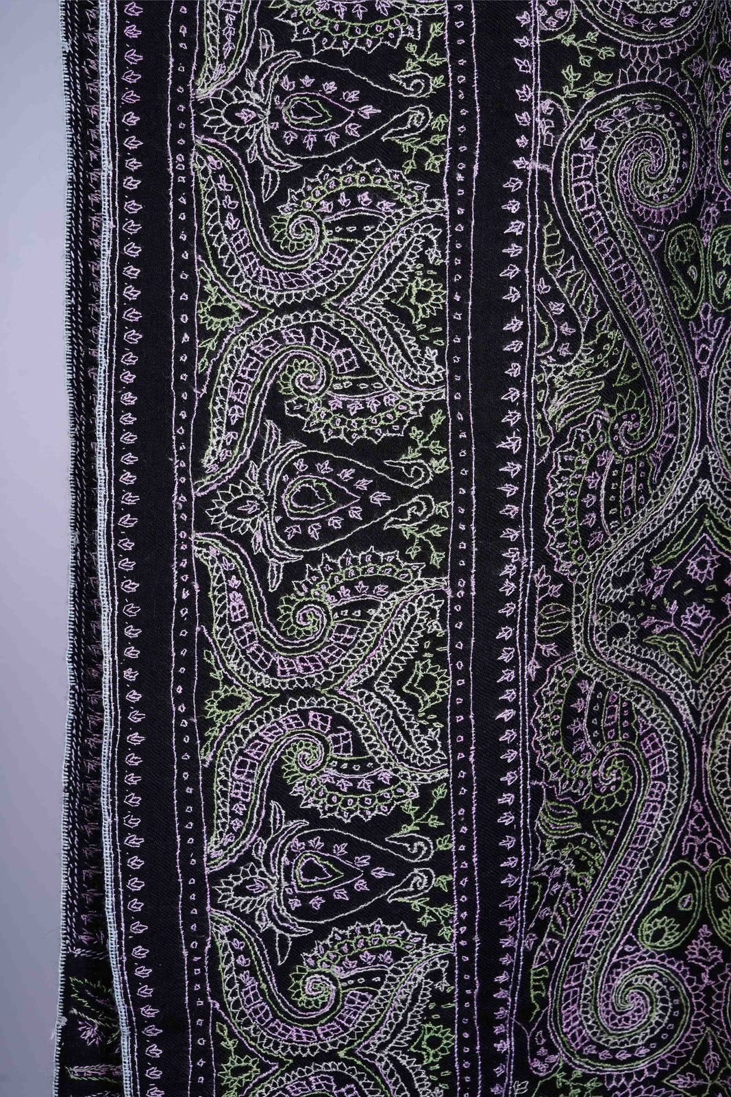 Black Jamawar Embroidery Pashmina Shawl