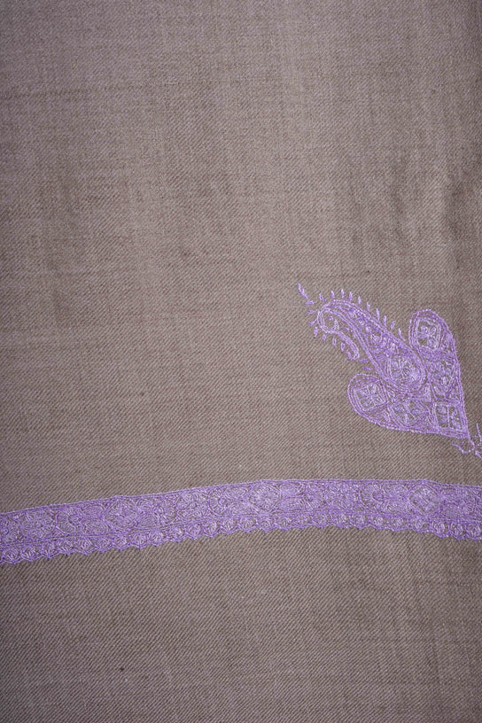 3 Yard Natural Base Periwinkle Embroidery Cashmere Pashmina Shawl