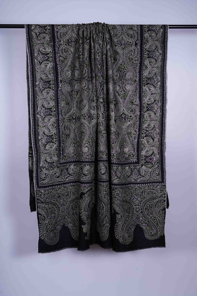 Black Jamawar Embroidery Pashmina Shawl