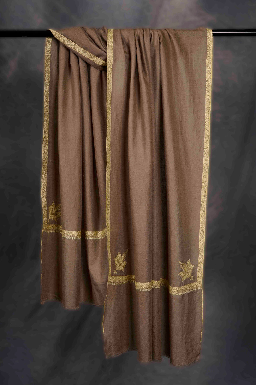 Natural Border Embroidery Cashmere Pashmina Scarf