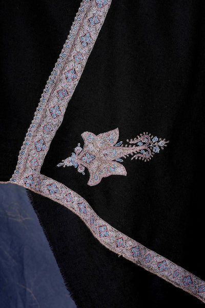 3 Yard Black Base With Small Embroidery Cashmere Pashmina Shawl