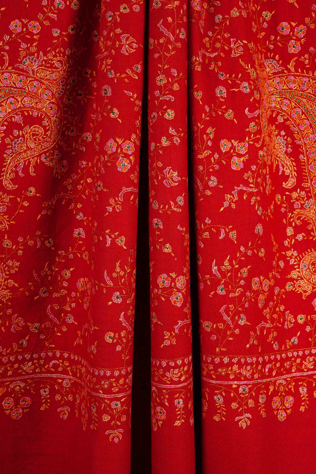 Red Jali Embroidery Pashmina Cashmere Shawl